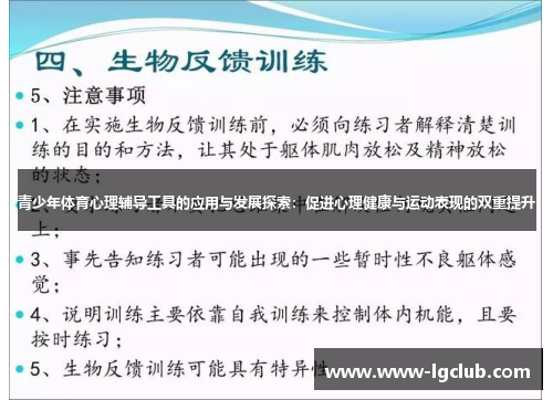 青少年体育心理辅导工具的应用与发展探索：促进心理健康与运动表现的双重提升